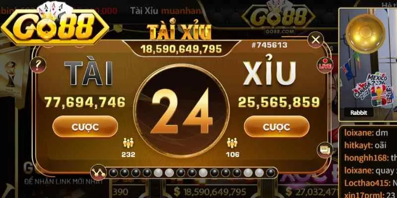 Thao tác hướng dẫn người chơi đặt cược tài xỉu